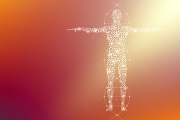 Obraz premium Abstract human body with molecules DNA. Medicine, science and technology concept. Illustration.
