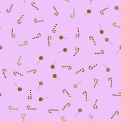 hand drawn vector christmas lollipops seamless pattern