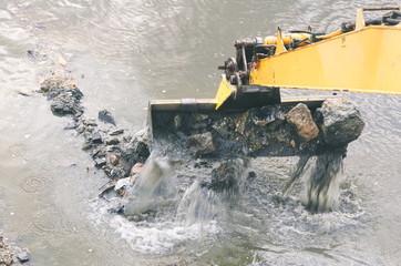 Yellow Excavator Closeup