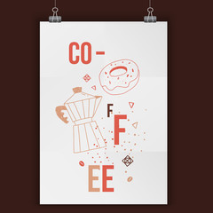 Beautiful set of vector vintage posters for your projects. Coffee, cafes, coffee shops, types of beverages. Italian coffee. The consumption of coffee. Breakfast.