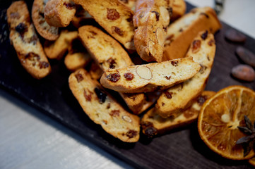 Cookie biscotti. The atmosphere of warmth and coziness. . Macro