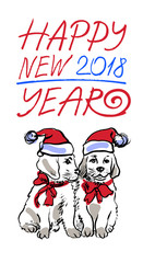 New year greeting illustration. Vector hand drawn graphic illustration.