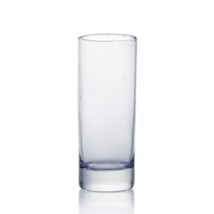 Glass tumbler on white background. tall glass, H20