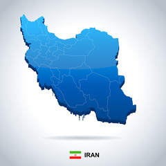 Iran - map and flag - Detailed Vector Illustration