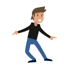 Young woman happy dancing cartoon icon vector illustration graphic design