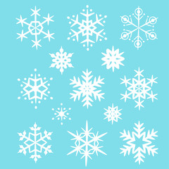 set of white snowflakes