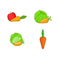 Carrot mix icon set, cartoon style
