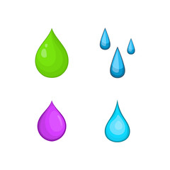 Drop icon set, cartoon style