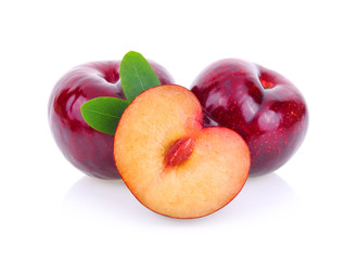 Fototapeta na wymiar red cherry plum isolated on white background