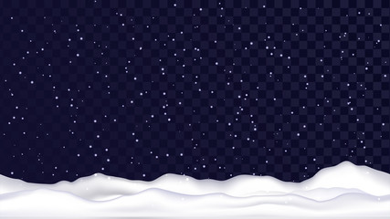 Naklejka premium Seamless snowy landscape, snow on a transparent background