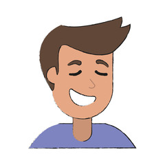 Young man celebrating face cartoon icon vector illustration graphic design