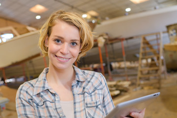 technician in a boat yard