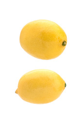 Yellow lemons on a white background.