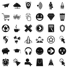 Cloud of interface icons set, simple style