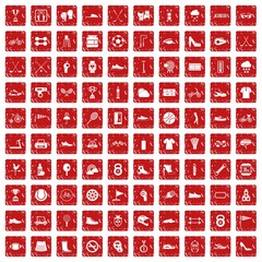 100 sneakers icons set grunge red