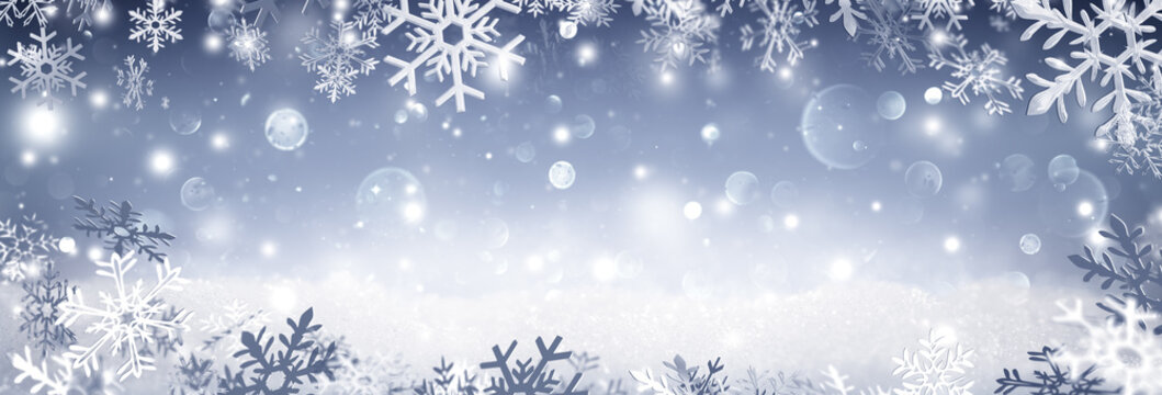 Snowflakes Falling On Snow - Winter Banner
