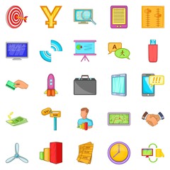 Outsourcing icons set, cartoon style