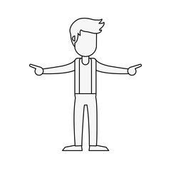 Young man celebrating cartoon icon vector illustration graphic design