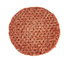 fresh raw burger patty isolated on white