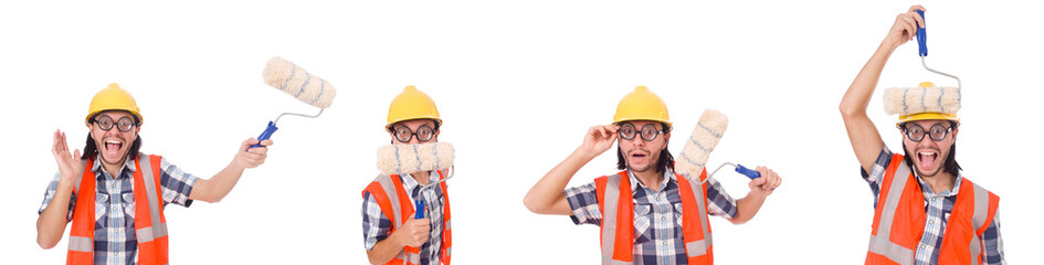 Funny painter isolated on white