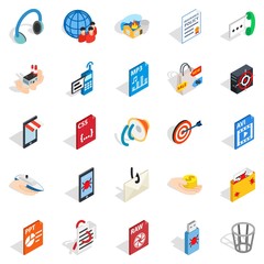 Creating advertising icons set, isometric style