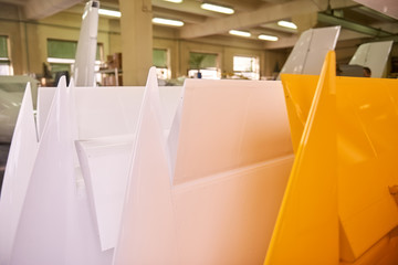 Airplane wings and flaps. White lacquered metal.