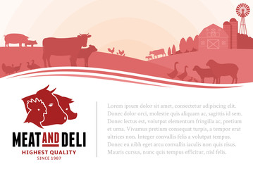 Vector butcher shop illustration
