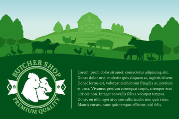 Vector butcher shop illustration