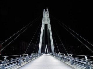 Fototapeta na wymiar Cable-stayed pedestrian bridge