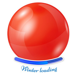 Illustration of red sphere isolated on white background. Winter loading concept