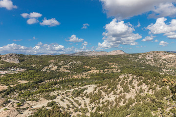 Fototapeta na wymiar Stony landscape of the Tsambika mountain on the Rhodes Island, Greece