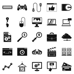 Mobile tech icons set, simple style