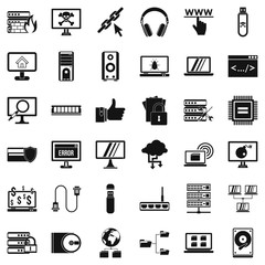 Search in internet icons set, simple style