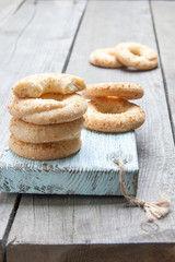 Cookies on old wooden background