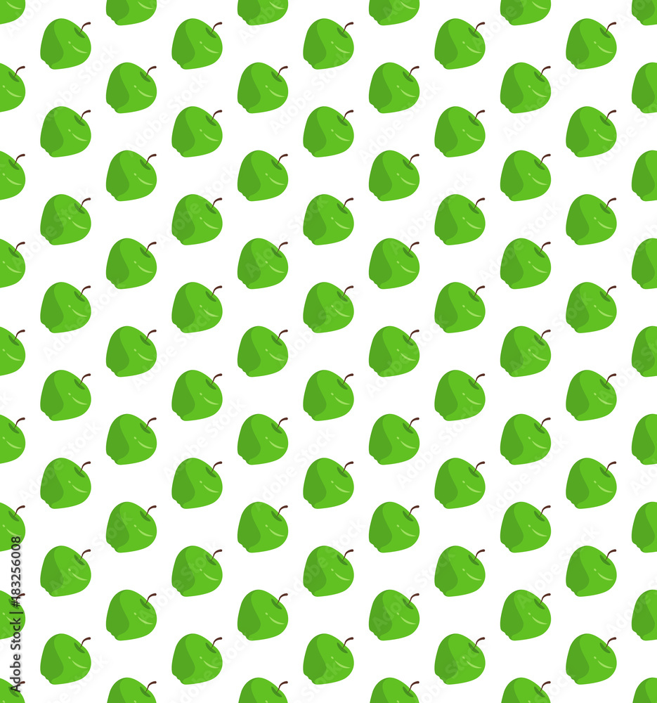 Poster flat green apple pattern on isolated white background vector