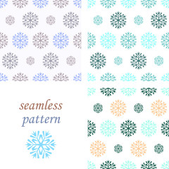 Seamless blue winter pattern with diamond of dots and snowflakes