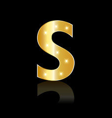 Golden letter S with sparkle icon