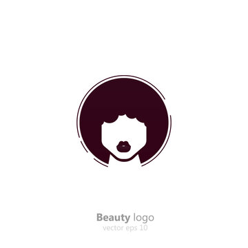Salon logo. For women with dark skin. Afro hairstyles beauty logotype