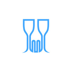 Glass and Fork Logo Vector
