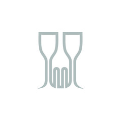 Fototapeta premium Glass and Fork Logo Vector