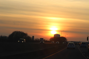 relaxing view of sunset on highway 
