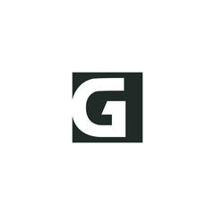 G Initial Letter on Black Square Logo Vector