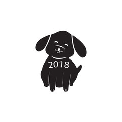new year 2018 dog Chinese calendar icon. Christmas or New Year element. Premium quality graphic design. Signs, outline symbols collection, simple icon for websites, web design