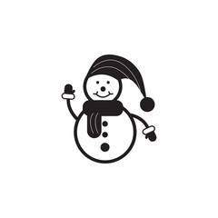 snowman with hat and scarf icon. Christmas or New Year element. Premium quality graphic design. Signs, outline symbols collection, simple icon for websites, web design, mobile app