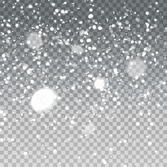 Vector realistic isolated snow for decoration and covering on the transparent background. Concept of Merry Christmas and Happy New Year.
