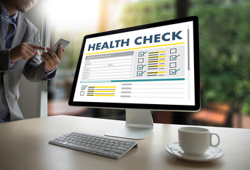 Digital HEALTH CHECK Concept working with computer interface as medical Healthcare