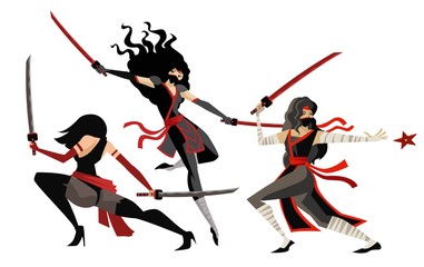 deadly woman ninja throwing star © matiasdelcarmine