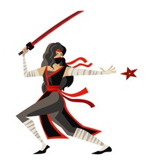 deadly woman ninja throwing star © matiasdelcarmine