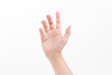 Obraz premium Man hand isolated on white background, clipping path