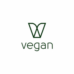 Green Vegan Logo Vector